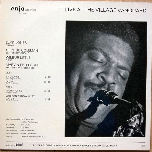 Release: Live At The Village Vanguard-Vinyl-Germany-1983-enja 2036-13974343