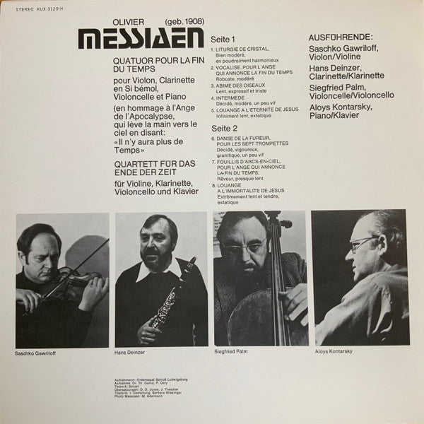 Release: Quatuor Pour La Fin Du Temps-Vinyl-Japan-1978-KUX-3129-H-15266049