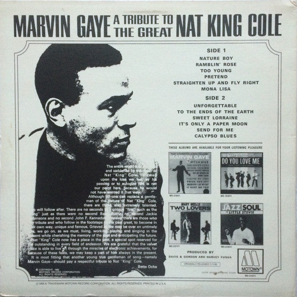 Master Release: A Tribute To The Great Nat King Cole by Marvin Gaye