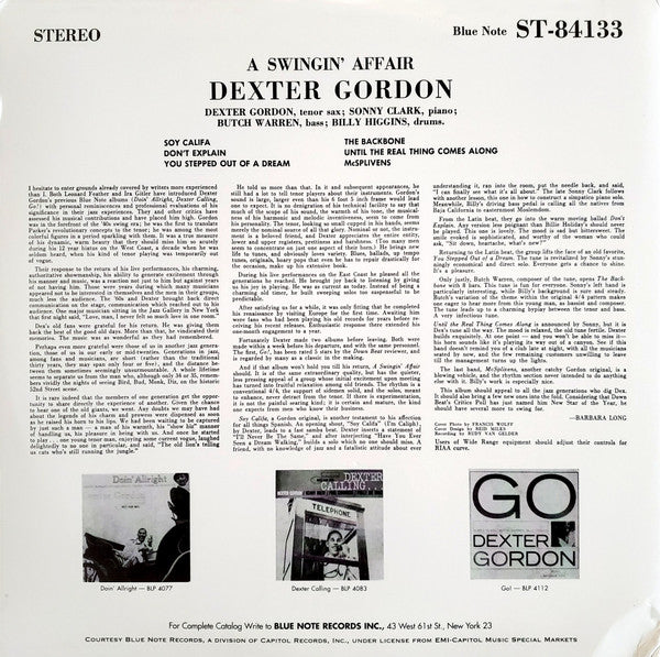 Master Release: A Swingin' Affair by Dexter Gordon