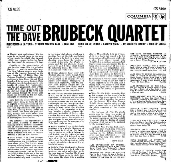 Release: Time Out-Vinyl-US-1961-CS 8192-9063641