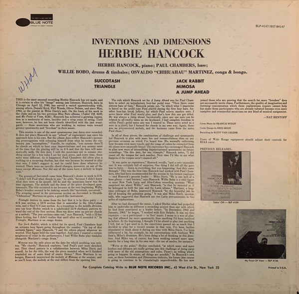 Release: Inventions And Dimensions-Vinyl-US-1967-BST 84147, BST-84147-2635091