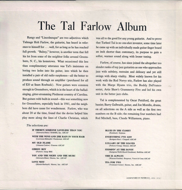 Release: The Tal Farlow Album-Vinyl-Japan-1976-MV 2584-6398265