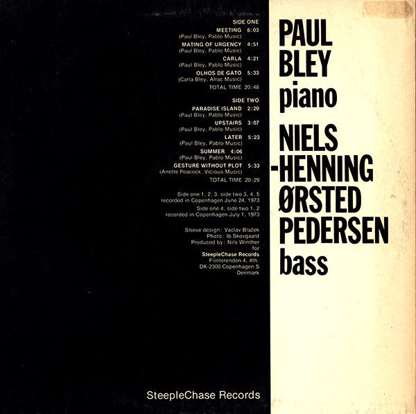 Release: Paul Bley / NHØP-Vinyl-Denmark-1973-SCS-1005-4154161