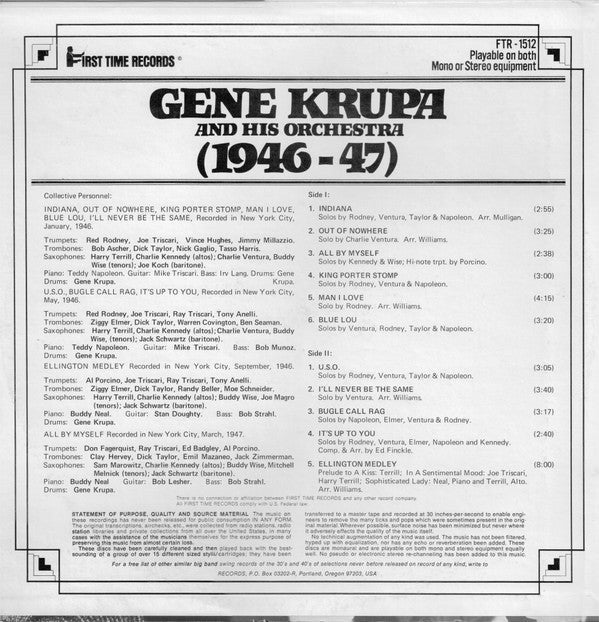Release: (1946-47) - Instrumentals Never Before On Record-Vinyl-US-None-FTR-1512, FTR 1512-5835369