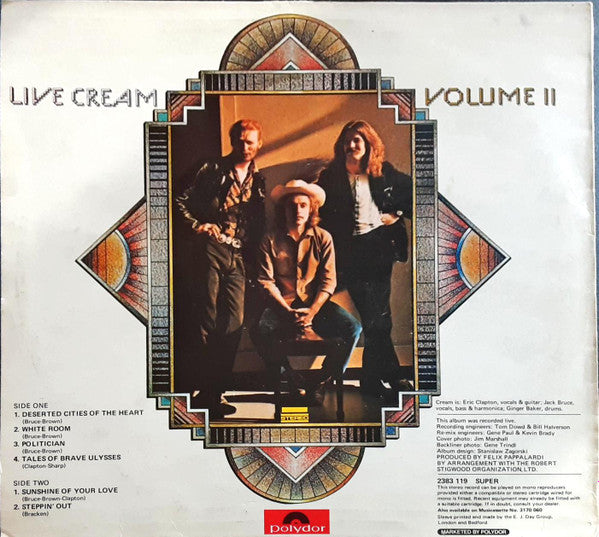 Release: Live Cream Volume II-Vinyl-UK-1972-2383-119-7677230
