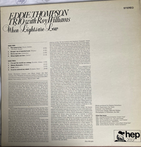 Master Release: When Lights Are Low by Eddie Thompson Trio