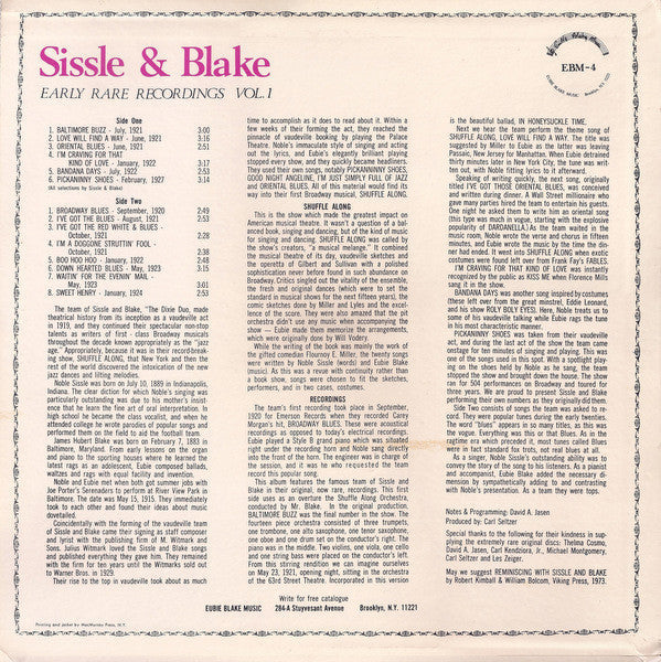Master Release: Early Rare Recordings Vol. 1  by Sissle & Blake