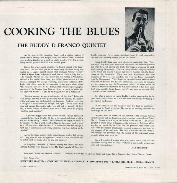 Master Release: Cooking The Blues by Buddy DeFranco Quintet