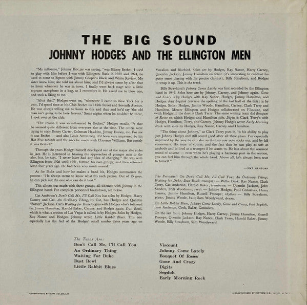 Master Release: The Big Sound by Johnny Hodges