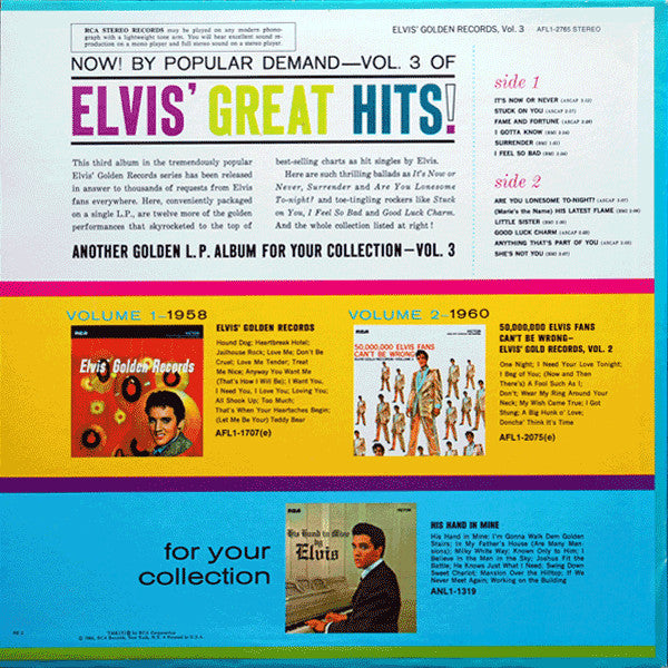 Release: Elvis' Golden Records, Vol. 3-Vinyl-US-1976-AFL1-2765-4294517