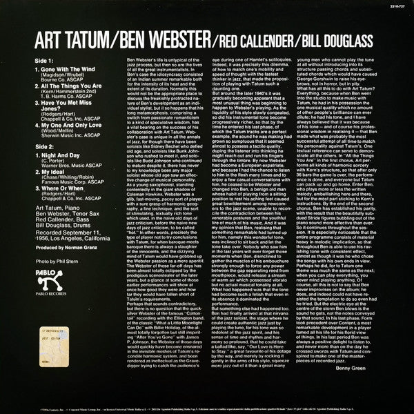 Release: The Art Tatum • Ben Webster Quartet-Vinyl-Italy-2013-2310-737-5048350