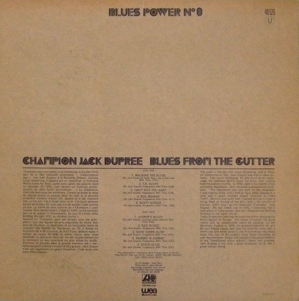 Release: Blues From The Gutter-Vinyl-UK-1974-K 40526, ATL 40526 U, 40 526-2690205