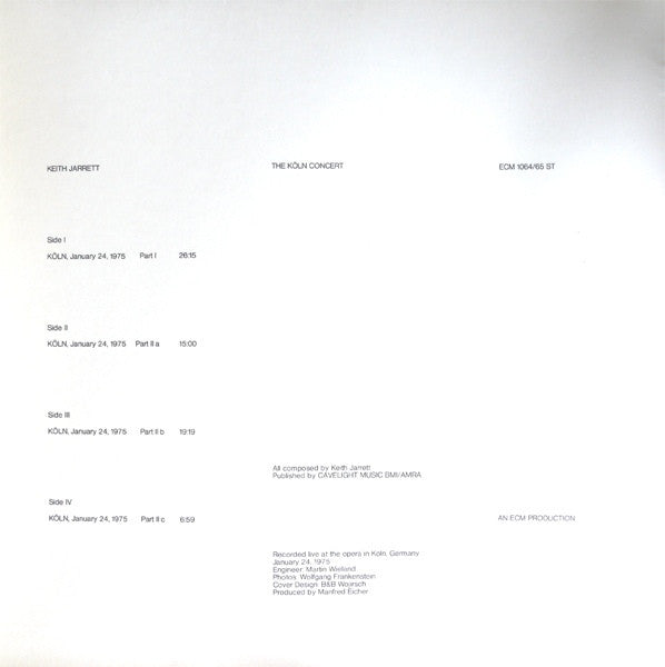 Release: The Köln Concert-Vinyl-Germany-None-ECM 1064/65 ST, 2641 064-7355051