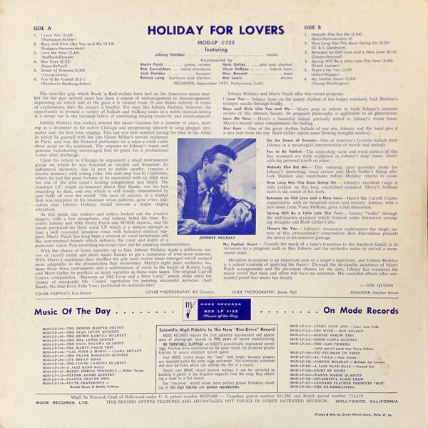 Master Release: 'Holiday' For Lovers by Johnny Holiday (2)