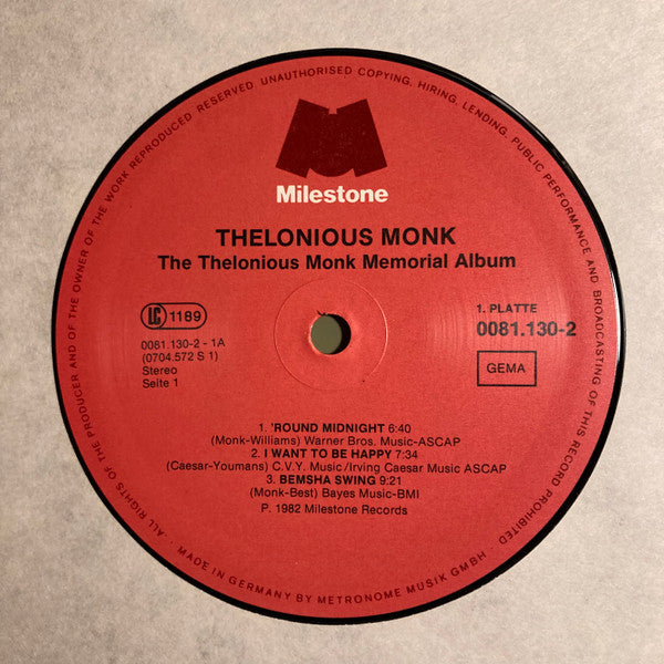 The Thelonious Monk Memorial Album