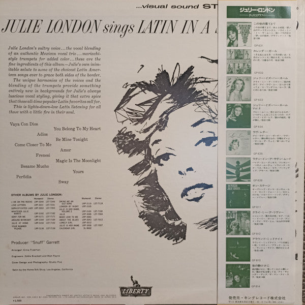 Release: Julie London Sings Latin In  A Satin Mood-Vinyl-Japan-1979-GP 636, GP 636-5886400