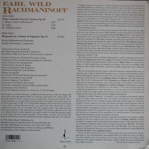 Release: Rhapsody On A Theme By Paganini / Piano Concerto No 4-Vinyl-US-1993-CR 41-5372947