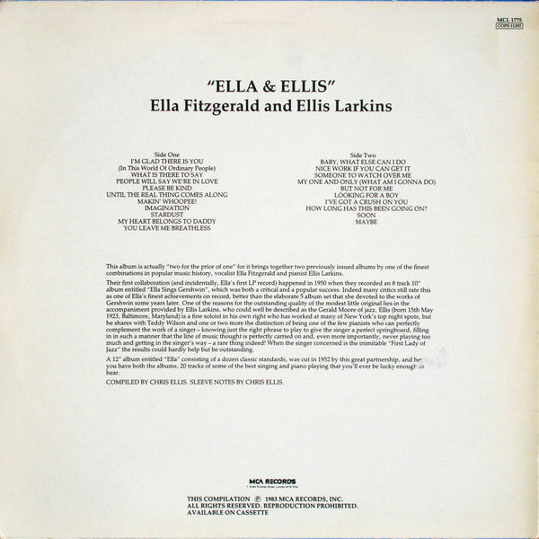 Release: Ella - Songs In A Mellow Mood-Vinyl-UK-1983-MCL 1775-3653579