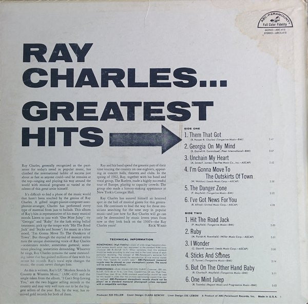 Release: Greatest Hits-Vinyl-US-1962-ABCS-415, ABCS 415-2264669