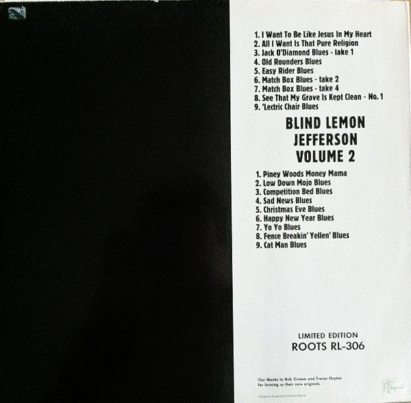 Master Release: Volume 2 (1925-1929) by Blind Lemon Jefferson