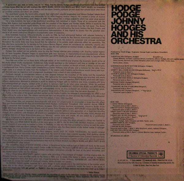 Release: Hodge Podge-Vinyl-US-1974-JEE 22001-5708587