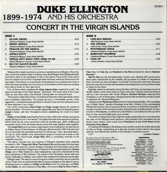 Release: Concert In The Virgin Islands-Vinyl-US-1981-DS-841-4418890