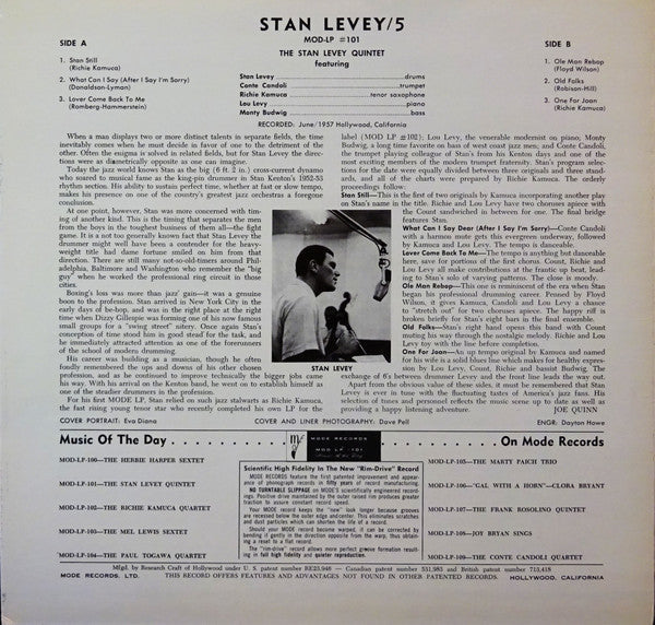 Release: Stan Levey Quintet-Vinyl-US-1986-MOD LP 101, V.S.O.P. #41-8263890