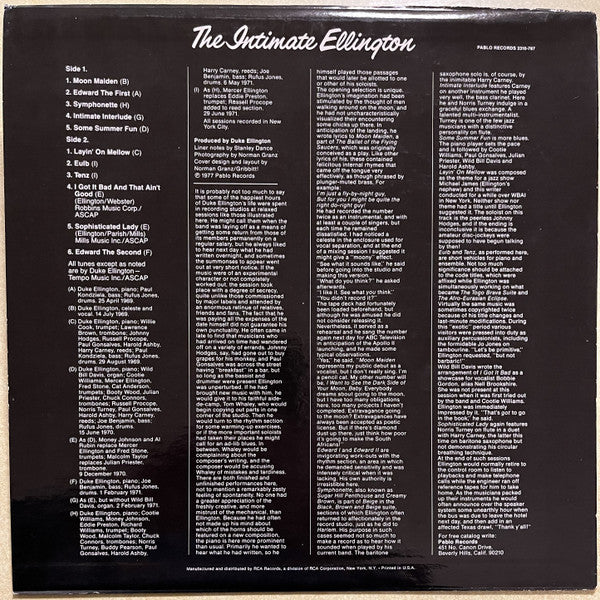 Master Release: The Intimate Ellington by Duke Ellington