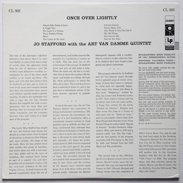 Release: Once Over Lightly-Vinyl-US-1957-CL 968-4510052