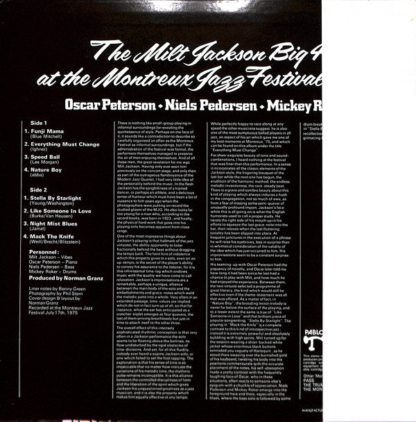 The Milt Jackson Big 4 At The Montreux Jazz Festival 1975