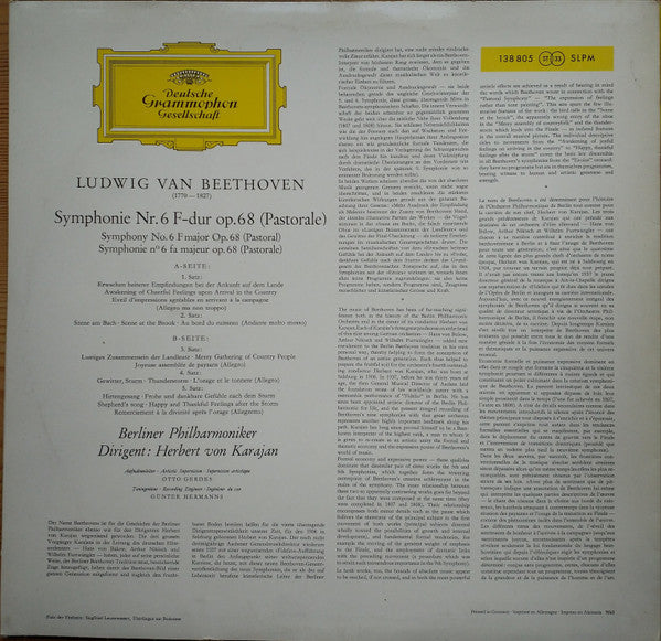 Release: Symphony No. 6 (Pastoral)-Vinyl-Germany-None-138 805 SLPM-6085120