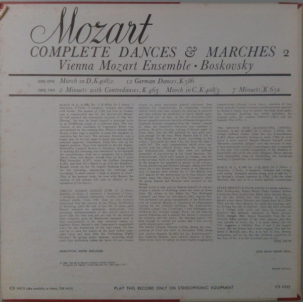 Release: Complete Dances & Marches (Volume 2)-Vinyl-UK-1964-CS 6413-6751364