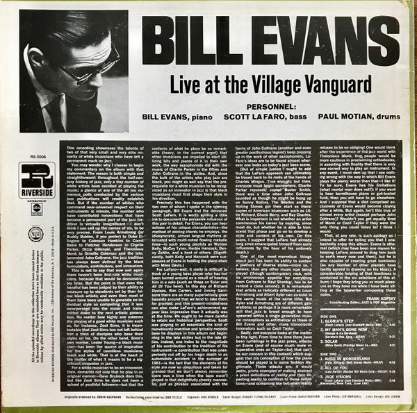 Release: Sunday At The Village Vanguard-Vinyl-US-1967-RS-3006-1391562
