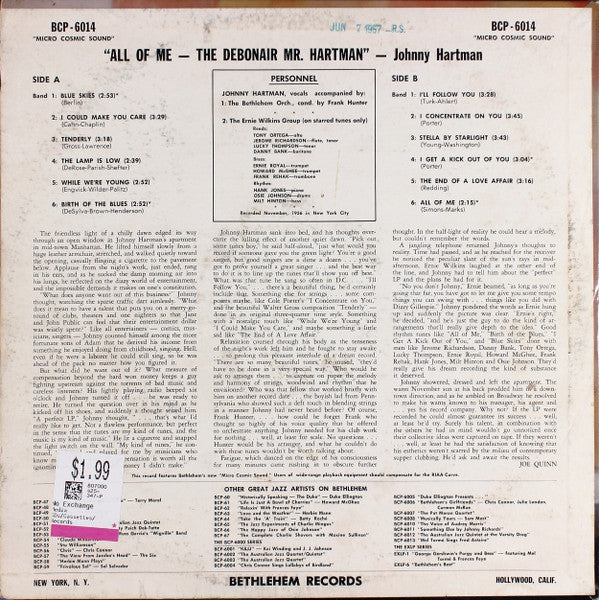Release: All Of Me-The Debonair Mr. Hartman-Vinyl-US-1957-BCP 6014-3990088