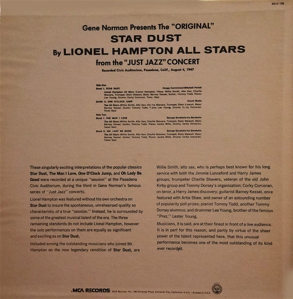 Release: Gene Norman Presents "Just Jazz"-Vinyl-US-1977-MCA-198-4320610
