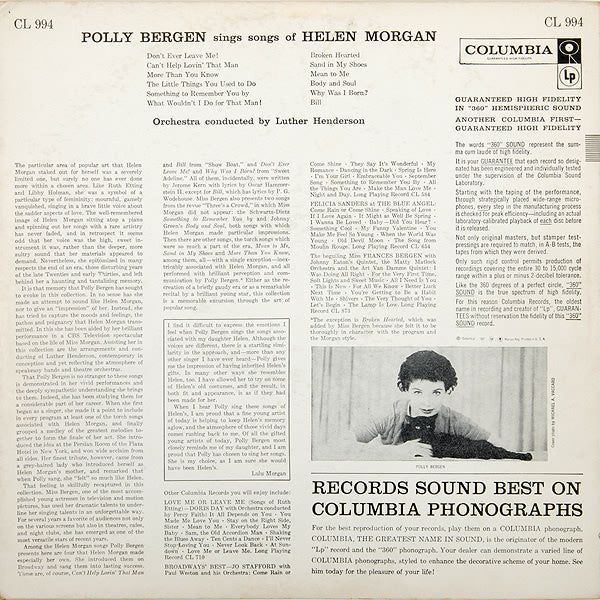 Master Release: Bergen Sings Morgan by Polly Bergen