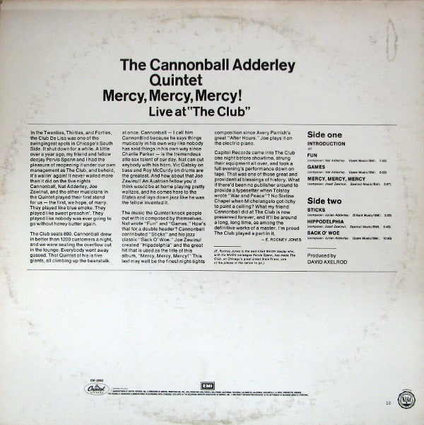 Release: Mercy, Mercy, Mercy! - Live At "The Club"-Vinyl-US-1976-SM-2663-4592102