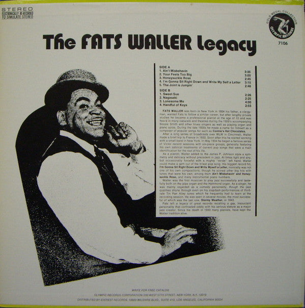 Release: The Fats Waller Legacy-Vinyl-US-1973-7106, OL-7106-2026739