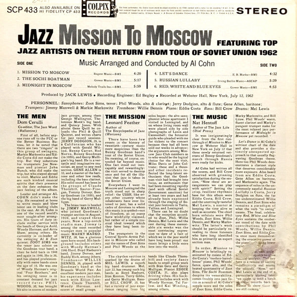 Release: Jazz Mission To Moscow (Featuring Top Jazz Artists On Their Return From Tour Of Soviet Union 1962)-Vinyl-US-1962-SCP 433-2713034