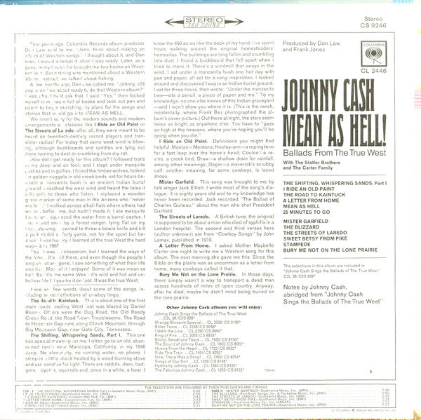 Master Release: Mean As Hell! (Ballads From The True West) by Johnny Cash