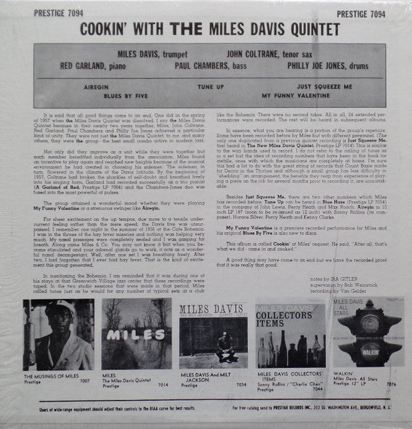 Release: Cookin' With The Miles Davis Quintet-Vinyl-US-1964-7094, PRLP 7094-6318496