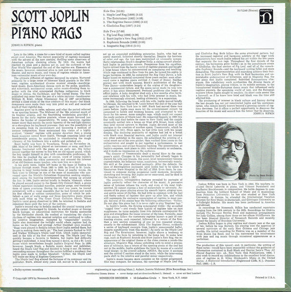 Piano Rags By Scott Joplin