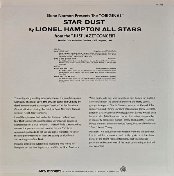 Release: Gene Norman Presents "Just Jazz"-Vinyl-US-None-MCA-198-7427167