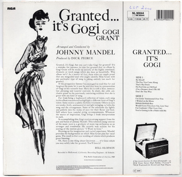 Release: Granted... it's Gogi-Vinyl-Germany-1984-NL 90044-3954398