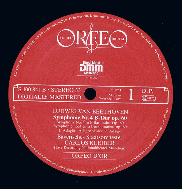 Release: Symphonie Nr. 4 – Live Recording-Vinyl-Germany-1984-S 100 841 B-3618388