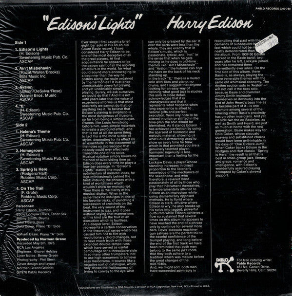 Release: Edison's Lights-Vinyl-US-1976-2310-780-2777312
