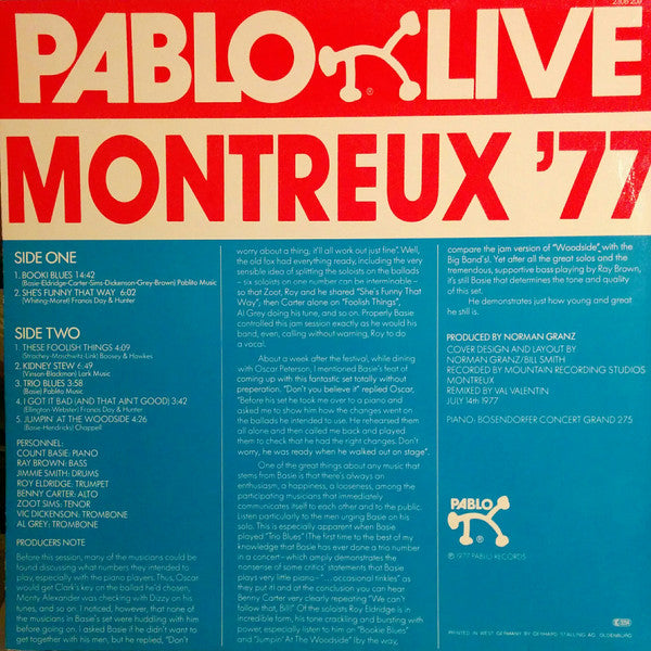 Release: Count Basie Jam (Montreux '77)-Vinyl-Germany-1977-2308 209-8055727
