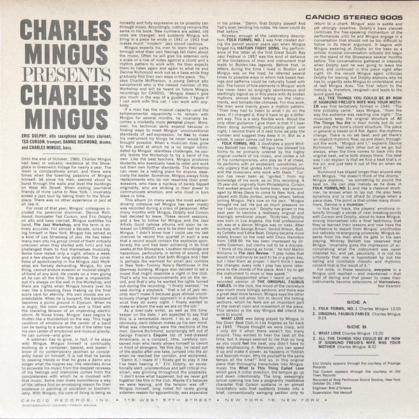 Release: Presents Charles Mingus-Vinyl-Europe-1985-CS 9005, 9005-7779294