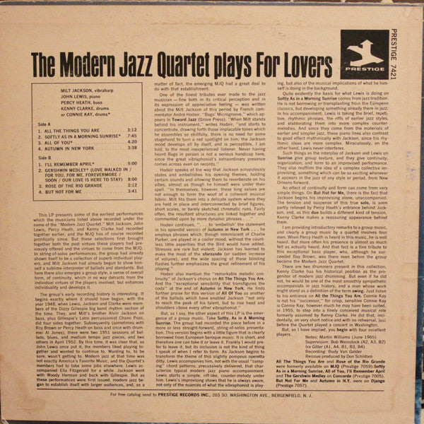 Release: Plays For Lovers-Vinyl-US-1969-PR 7421, PRST 7421-8721864